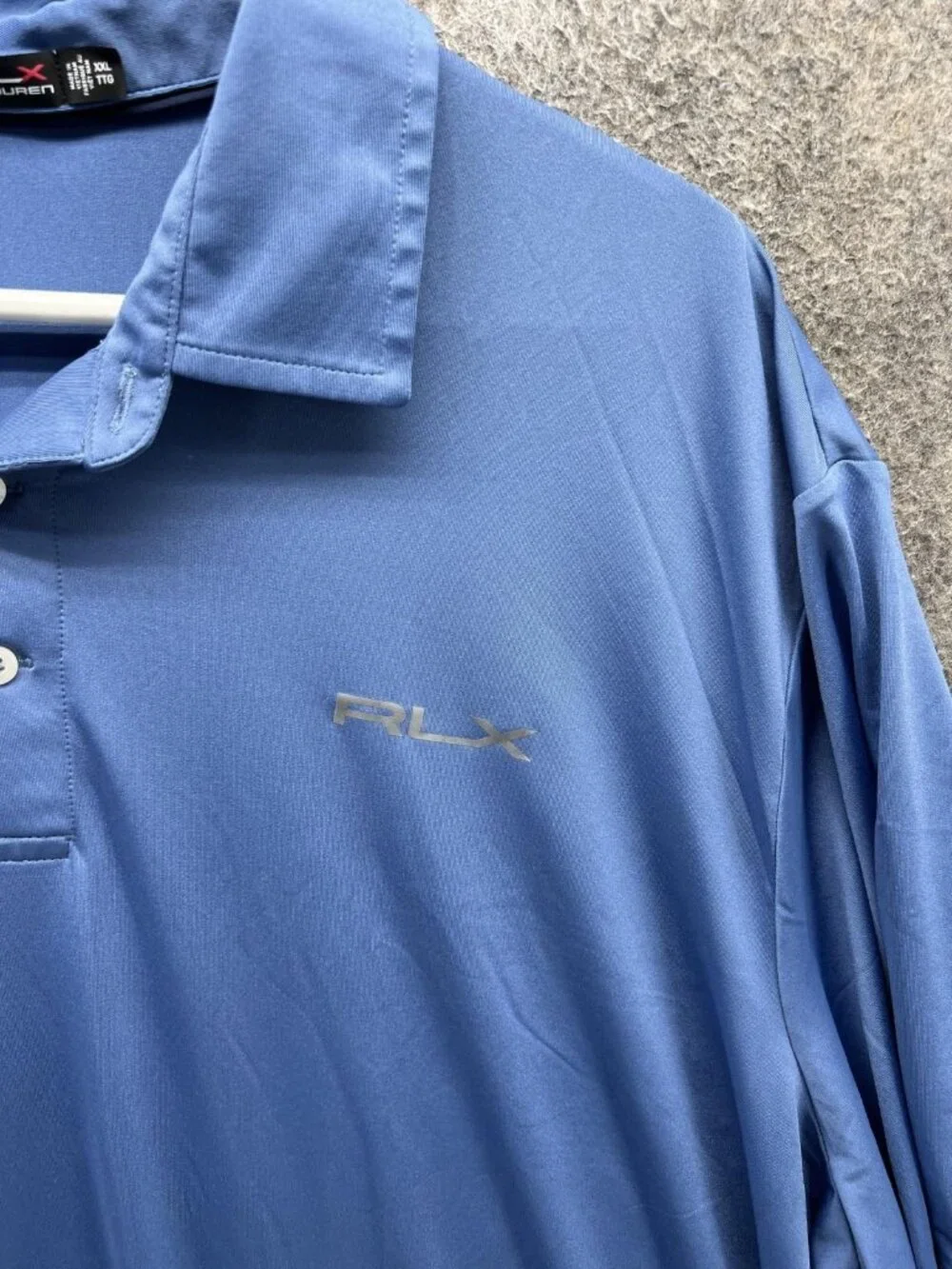 RLX Ralph Lauren Polo Shirt Mens 2XL Blue Solid Golf Performance Jersey